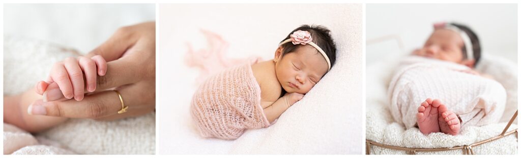 Tiny fingers and toes of newborn baby