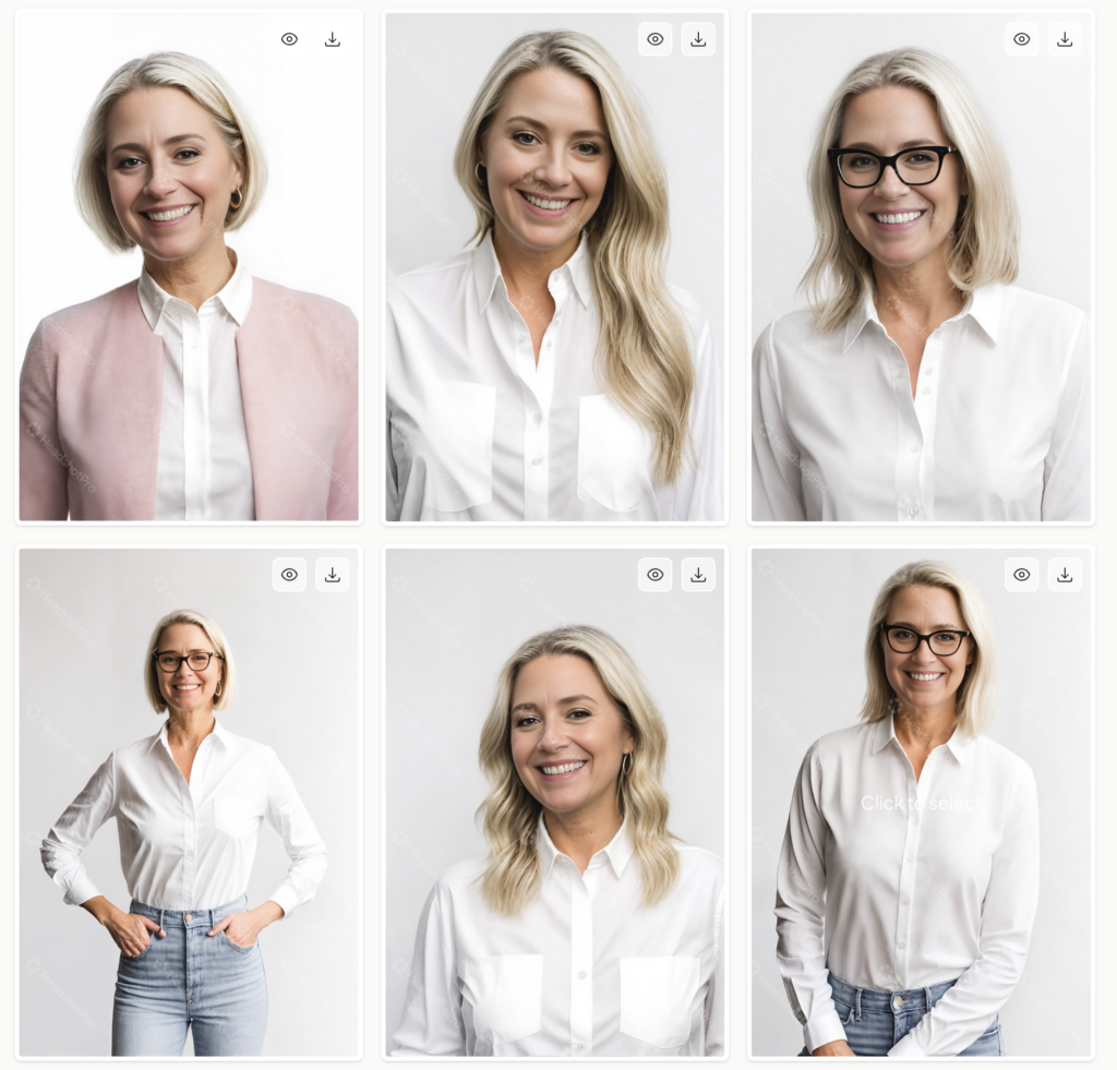 AI-Generated headshots of Meghan Doll