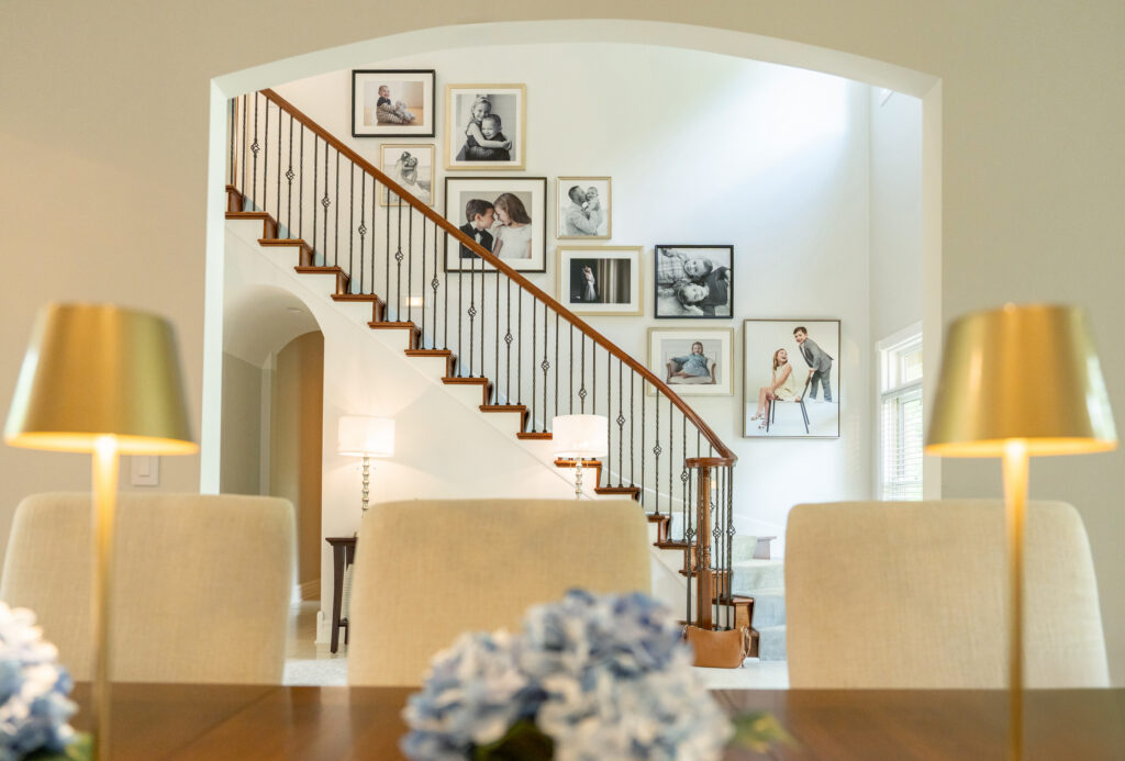 Beautiful family wall featuring adorable sibling photos