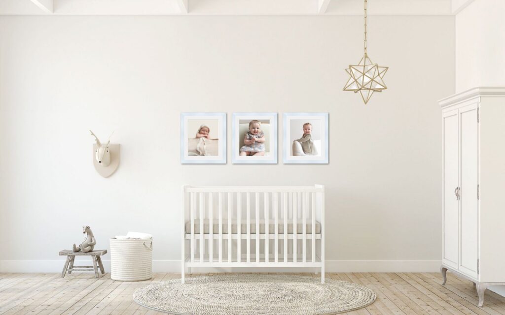 newborn nursery with beautiful baby photos