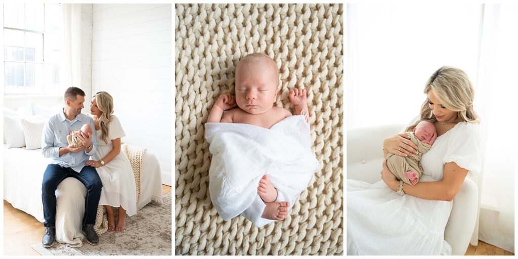 Three photos from a newborn session