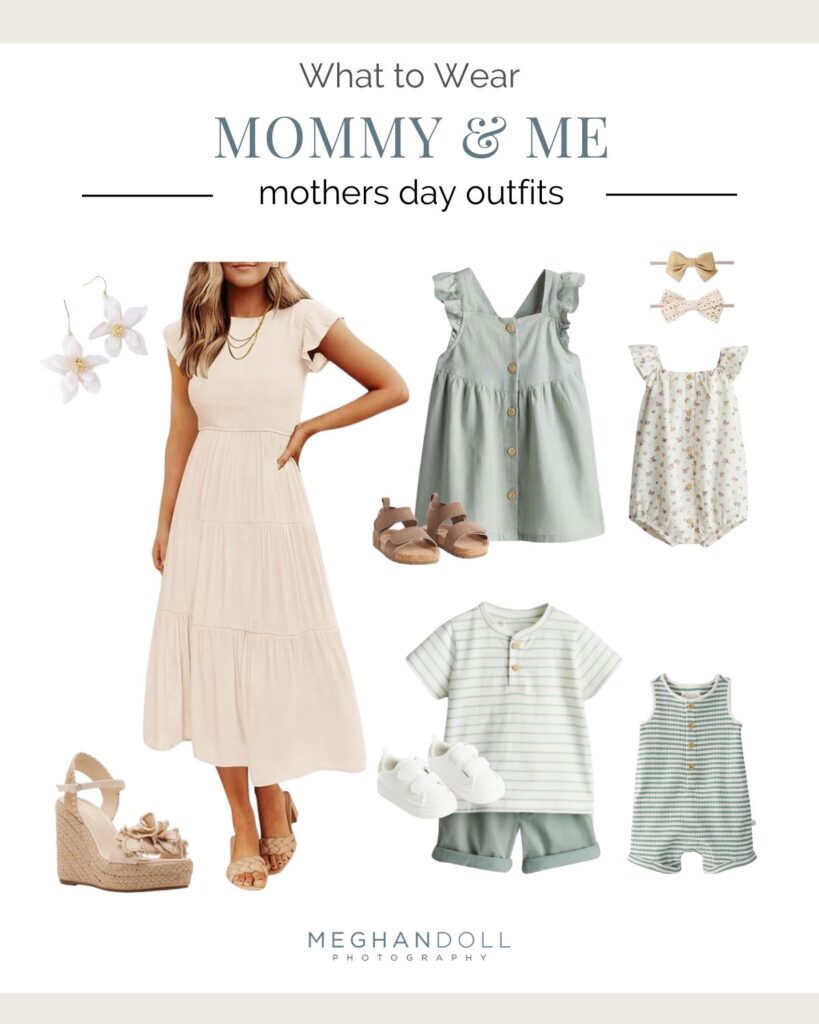 Neutral and Green outfits for spring and mother's day
