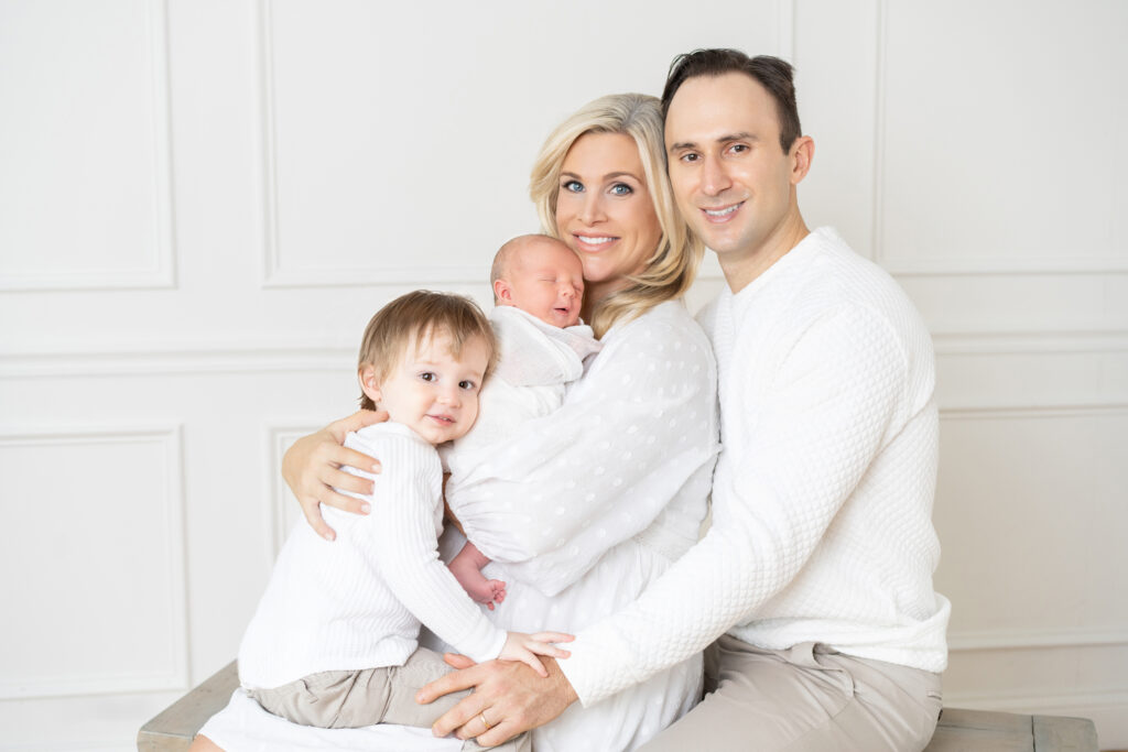 snuggle family photo in white