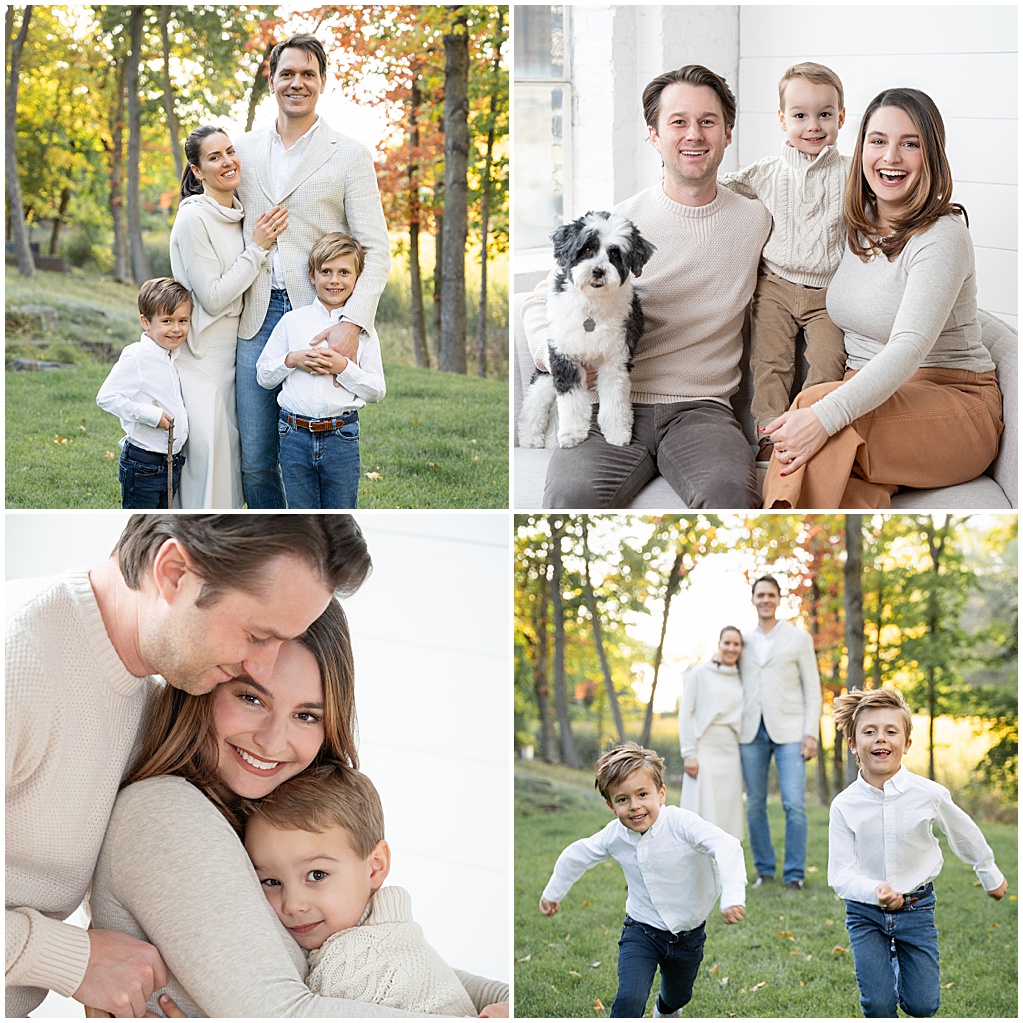 mix of indoor and outdoor family photos